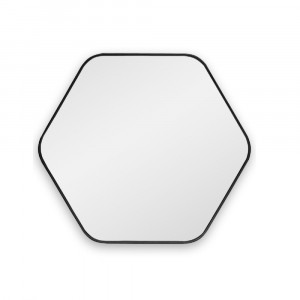 Шестиугольное зеркало в чёрной тонкой раме Hexagon S Black (Хексаген)  Smal 60*54 см